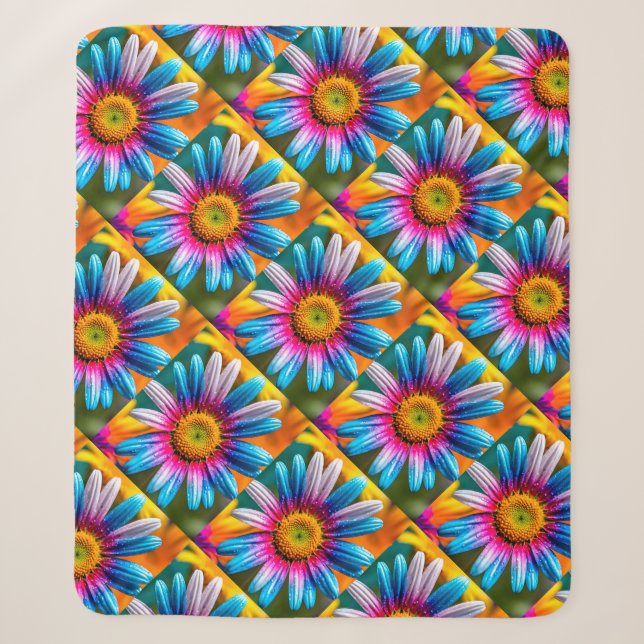 Cobertor Sherpa Padrão de Flores Coloridas Bonitas (Frente)