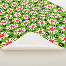 Cobertor Sherpa Padrão de Flores Cor-de-Rosa e Branco