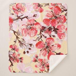 Cobertor Sherpa Padrão de Flores de Mola U