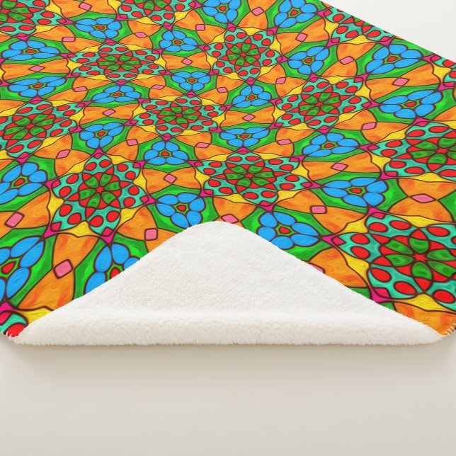 Cobertor Sherpa Padrão de Flores Estéticas (3/4)