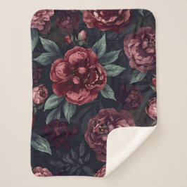 Cobertor Sherpa Padrão de Flores Mal-humoradas Aquarela Vermelho E