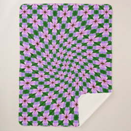 Cobertor Sherpa Padrão de Flores Rosa Cinza