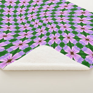 Cobertor Sherpa Padrão de Flores Rosa Cinza