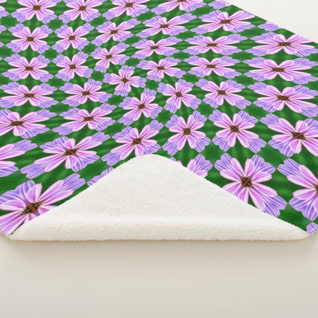 Cobertor Sherpa Padrão de Flores Rosa Cinza (3/4)