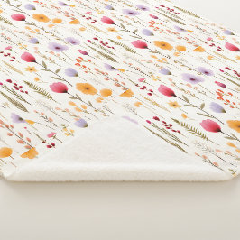 Cobertor Sherpa Padrão de Flores Silvestres Botânicas
