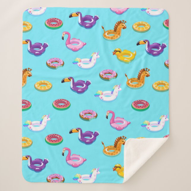 Cobertor Sherpa Padrão de flutuação da Piscina de Verão (Frente)