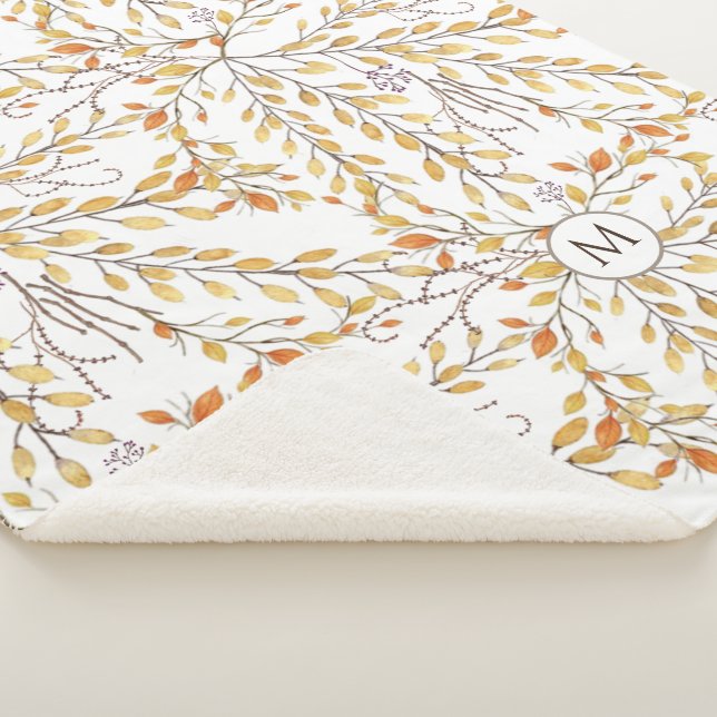 Cobertor Sherpa Padrão de Folhagem de outono legante personalizado (3/4)