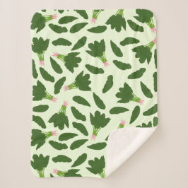 Cobertor Sherpa Padrão de Folhas de Espinafre Verde