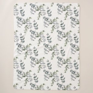 Cobertor Sherpa Padrão de Folhas de Eucalipto Verde Sálvia Elegant