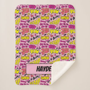 Cobertor Sherpa Padrão de frases e logotipos em quadrinhos do Chib