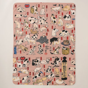 Cobertor Sherpa Padrão de Gato Ukiyo-e Japonês Vintage: Kuniyoshi