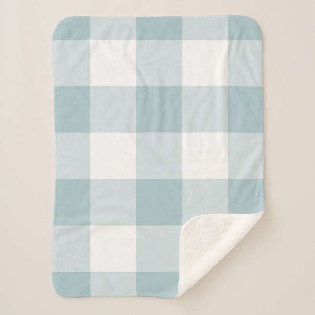 Cobertor Sherpa Padrão de Gingham Azul (Frente)