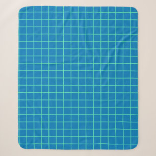 Cobertor Sherpa Padrão de grade em azul e verde menta