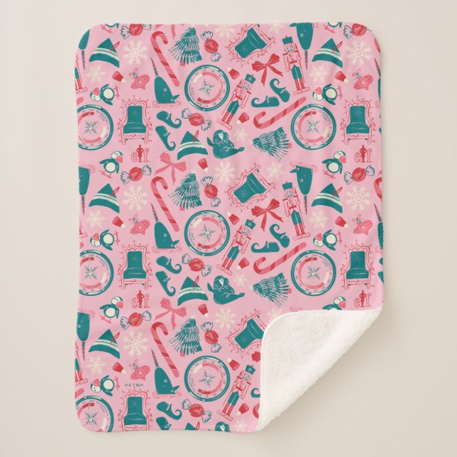 Cobertor Sherpa Padrão de Ícone de Quadro de Feriado Elf (Frente)