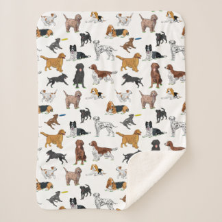 Cobertor Sherpa Padrão de Ilustração de Cães Bons