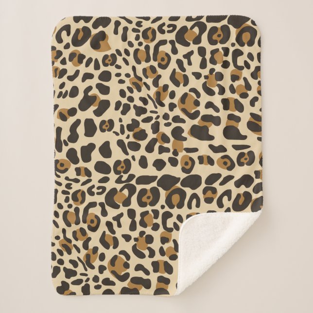 Cobertor Sherpa Padrão de Impressão Animal Leopard Jaguar (Frente)