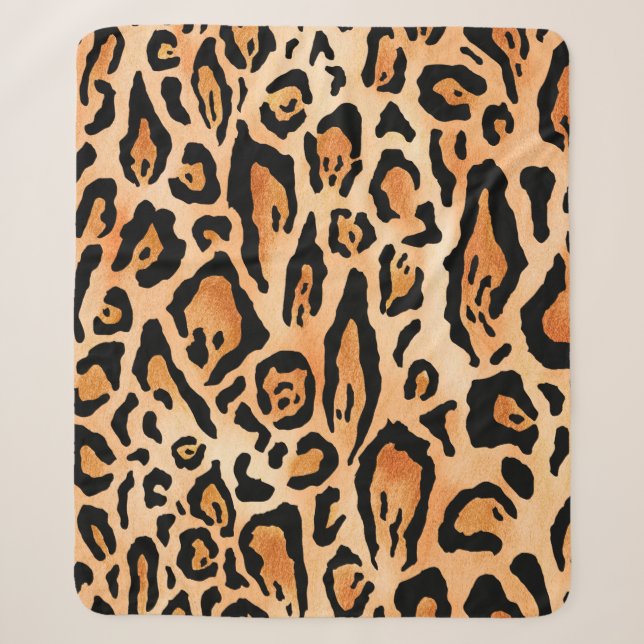 Cobertor Sherpa Padrão de impressão de Cheetah de Aquarela (Frente)