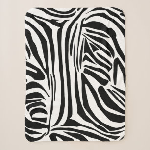 Cobertor Sherpa Padrão de impressão de zebra preto e branco em neg