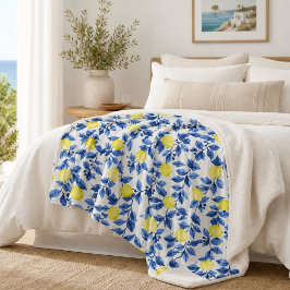 Cobertor Sherpa Padrão de limão cítrico mediterrâneo