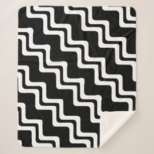 Cobertor Sherpa Padrão de Linha de Cor Dupla Zig Zag Diagonal