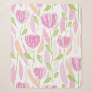 Cobertor Sherpa Padrão de Linha Floral Abstrata Moderna (1)