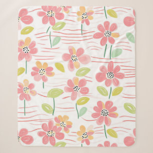 Cobertor Sherpa Padrão de Linha Floral Abstrata Moderna (3)