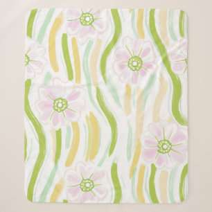 Cobertor Sherpa Padrão de Linha Floral Abstrata Moderna (4)