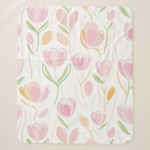 Cobertor Sherpa Padrão de Linha Floral Abstrata Moderna (5)