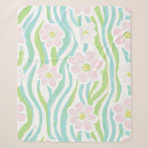 Cobertor Sherpa Padrão de Linha Floral Abstrata Moderna (8)