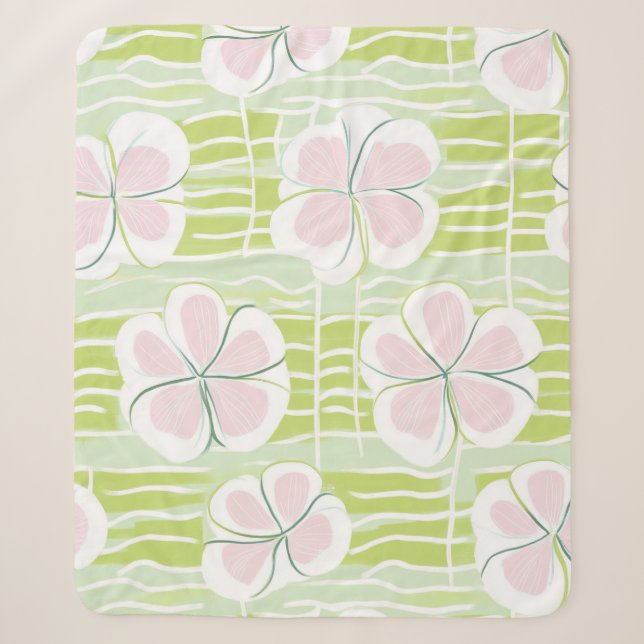 Cobertor Sherpa Padrão de Linha Floral Abstrata Moderna (9) (Frente)