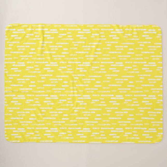 Cobertor Sherpa Padrão de Linhas Arredondadas de Tinta | Branco/Am (Frente (Horizontal))