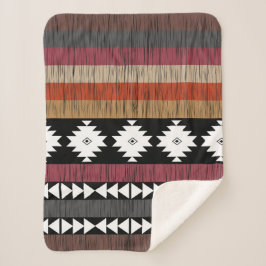 Cobertor Sherpa Padrão de Linhas Coloridas Étnicas Nativas
