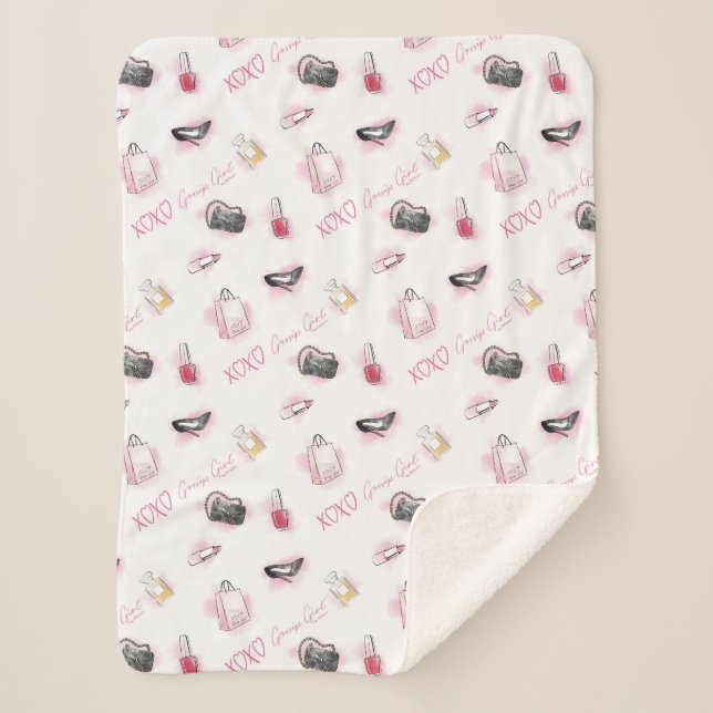 Cobertor Sherpa Padrão de Maquiagem de Garota Gossip (Frente)