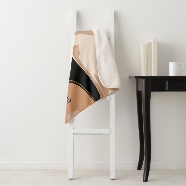 Cobertor Sherpa Padrão de mármore preto e bronzeado (In Situ)