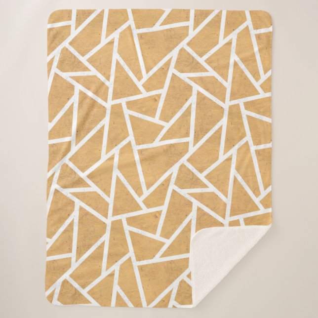 Cobertor Sherpa Padrão de mosaico amarelo e branco (Frente)