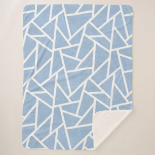 Cobertor Sherpa Padrão de mosaico azul claro e branco