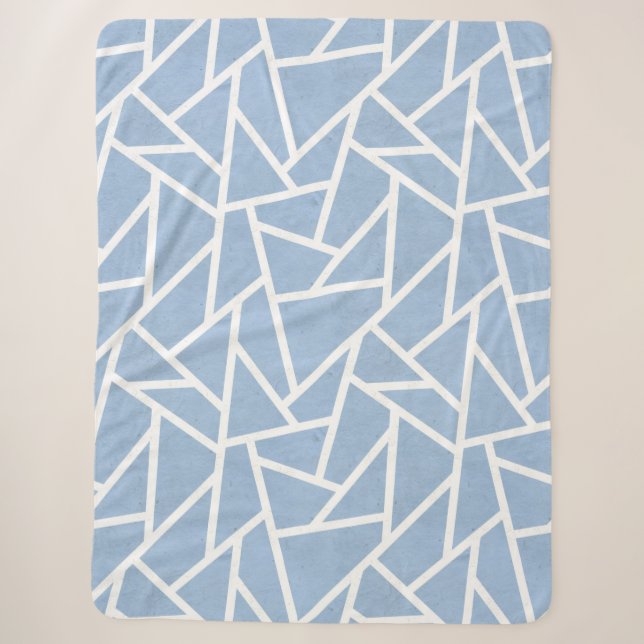 Cobertor Sherpa Padrão de mosaico branco e azul pálido (Frente)