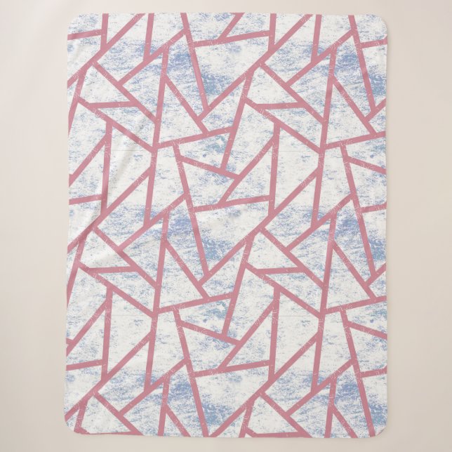 Cobertor Sherpa Padrão de mosaico rosa e azul (Frente)