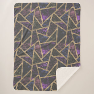 Cobertor Sherpa Padrão de mosaico roxo e ouro