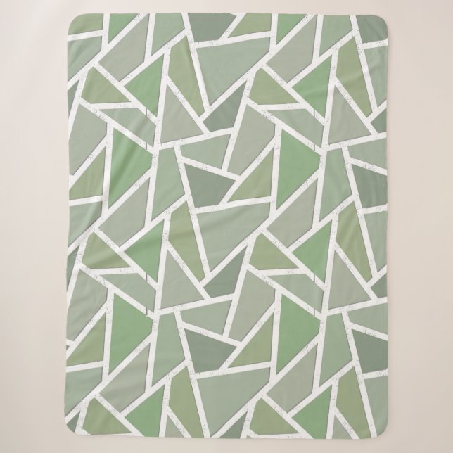 Cobertor Sherpa Padrão de mosaico verde-oliva (Frente)
