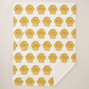 Cobertor Sherpa Padrão de Muffin de Milho de Cartoon Bonito