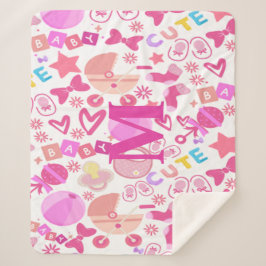 Cobertor Sherpa Padrão de Nurserela de Bebê Cor-de-Rosa Bonita per