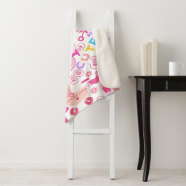 Cobertor Sherpa Padrão de Nurserela de Bebê Cor-de-Rosa Bonita per