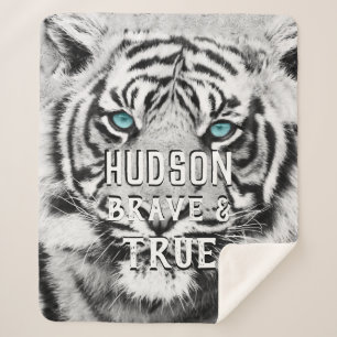 Cobertor Sherpa Padrão de Olhos Azuis de Bengala Selva Bengal Tige