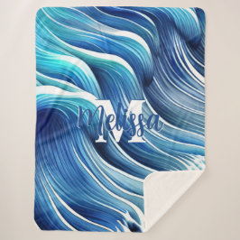 Cobertor Sherpa Padrão de Onda Azul