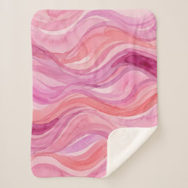 Cobertor Sherpa Padrão de Ondas de Aquarela Rosa