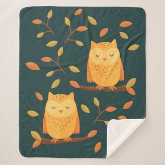 Cobertor Sherpa Padrão de outono de Coruja Dormindo 🦉