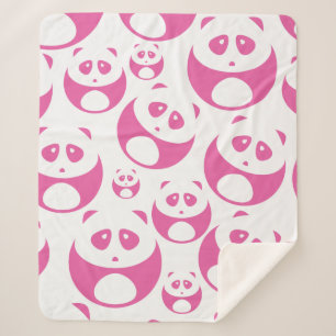Cobertor Sherpa Padrão de Panda Branca e Rosa Bebê Kawaii