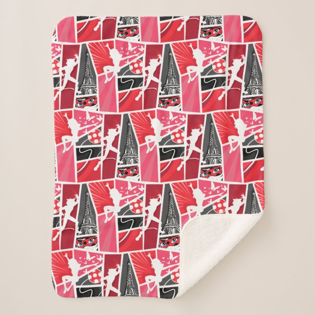 Cobertor Sherpa Padrão de Paris de Ladybug em quadrinhos milaculos (Frente)