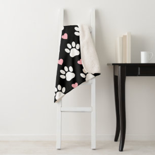 Cobertor Sherpa Padrão De Patas, Patas Cachorros, Patas Brancas, C